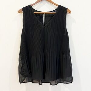 KIABI Womens Chiffon Sleeveless Top Medium Black Lined Lightweight Flowy Office